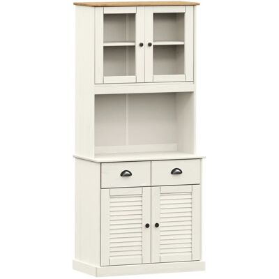 Maison Exclusive - Buffet Haut Vigo Blanc 78x40x175 Cm Bois Massif De Pin - Publicité Maison Exclusive - Buffet Haut Vigo Blanc 78x40x175 Cm Bois Massif De Pin - Publicité