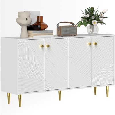 OEM Buffet Salon Meuble De Rangement Avec Étagères Réglables. Placards À Portes. 140 X 35 X 77.5 Cm. Blanc - Publicité OEM Buffet Salon Meuble De Rangement Avec Étagères Réglables. Placards À Portes. 140 X 35 X 77.5 Cm. Blanc - Publicité
