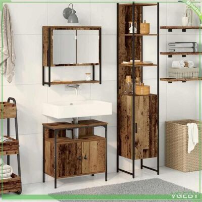 OEM Meuble De Salle De Bain - Faf7291712448652 - Bois Ancien - Bois D'Ingénierie - Grand Rangement - Publicité OEM Meuble De Salle De Bain - Faf7291712448652 - Bois Ancien - Bois D'Ingénierie - Grand Rangement - Publicité