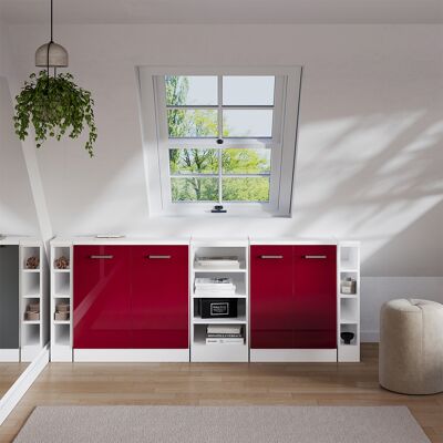 Ensembles De Meuble De Rangement Sous Pente Rion, Rouge Brillant, 210cm Lot De 5 Caissons 60 Cm De Profondeur, Vicco - Publicité Ensembles De Meuble De Rangement Sous Pente Rion, Rouge Brillant, 210cm Lot De 5 Caissons 60 Cm De Profondeur, Vicco - Publicité