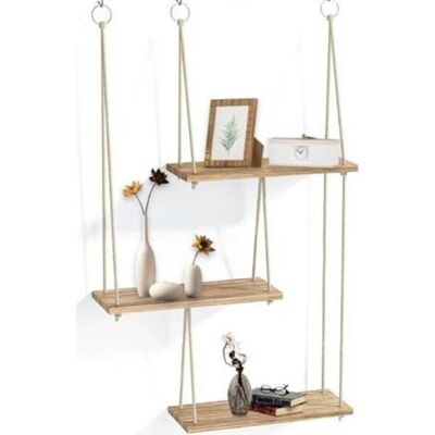 IRISFR Étagères Murales, Étagère De Rangement Flottante En Bois Bohème À 3 Niveaux Avec Corde Pour Décoration Murale Et Suspension De Petites Plantes Pour Chambre, Salon, Cuisine, Chambre D'Enfant - Publicité IRISFR Étagères Murales, Étagère De Rangement Flottante En Bois Bohème À 3 Niveaux Avec Corde Pour Décoration Murale Et Suspension De Petites Plantes Pour Chambre, Salon, Cuisine, Chambre D'Enfant - Publicité