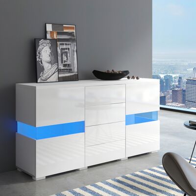 ACKERMAN (316178185waa) Buffet Blanc Brillant Avec Éclairage Led 16 Couleurs Pour Salle À Manger Ou Salon - Publicité ACKERMAN (316178185waa) Buffet Blanc Brillant Avec Éclairage Led 16 Couleurs Pour Salle À Manger Ou Salon - Publicité