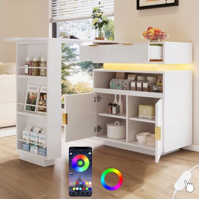 ARRIGONI Îlot De Cuisine Extensible, Table De Bar (115-183 × 40 × 99 Cm), Îlot De Cuisine Avec Rangement, Éclairage Led, Rotation À 360°, Bar À Café Mobile, Adapté À La Cuisine Et À La Salle À Manger, Blanc - Publicité ARRIGONI Îlot De Cuisine Extensible, Table De Bar (115-183 × 40 × 99 Cm), Îlot De Cuisine Avec Rangement, Éclairage Led, Rotation À 360°, Bar À Café Mobile, Adapté À La Cuisine Et À La Salle À Manger, Blanc - Publicité