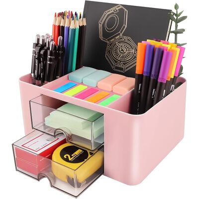 AHLSEN Bravix Organisateur De Bureau, Multifonctionnel Rangement De Bureau, Plastique Organisateur Desk Avec 5 Compartiments 2 Tiroirs Pour Maison École Salle De Classe (rose) - Publicité AHLSEN Bravix Organisateur De Bureau, Multifonctionnel Rangement De Bureau, Plastique Organisateur Desk Avec 5 Compartiments 2 Tiroirs Pour Maison École Salle De Classe (rose) - Publicité