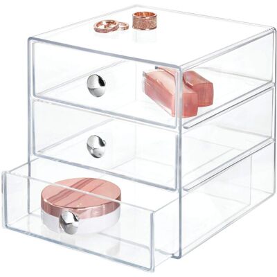 OEM Drawers Organisateur Maquillage, Boite De Rangement En Plastique Pour Cosmétiques, Maquillage, Etc., Boite Tiroir À 3 Tiroirs, Transparent - Publicité OEM Drawers Organisateur Maquillage, Boite De Rangement En Plastique Pour Cosmétiques, Maquillage, Etc., Boite Tiroir À 3 Tiroirs, Transparent - Publicité
