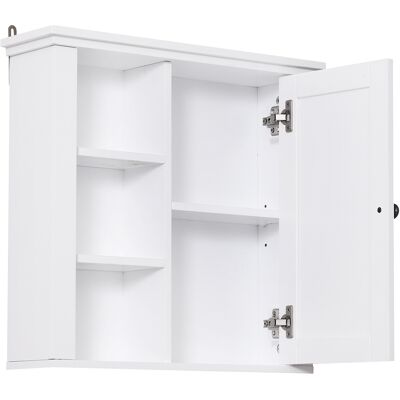 OEM Armoire Murale De Salle De Bain Meuble Suspendu Wc Placard 1 Porte 3 Niches Dim. 53l X 14,5l X 50,5h Cm En Bois Blanc - Publicité OEM Armoire Murale De Salle De Bain Meuble Suspendu Wc Placard 1 Porte 3 Niches Dim. 53l X 14,5l X 50,5h Cm En Bois Blanc - Publicité