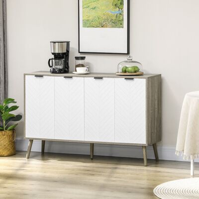 OEM Buffet Bas Meuble De Rangement 2 Placards 4 Portes Motif Chevrons Étagères Réglables 120 X 35 X 77,4 Cm Blanc Et Gris - Publicité OEM Buffet Bas Meuble De Rangement 2 Placards 4 Portes Motif Chevrons Étagères Réglables 120 X 35 X 77,4 Cm Blanc Et Gris - Publicité