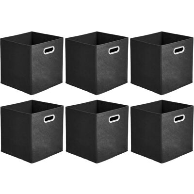 Melissa Lot De 6 Cubes De Rangement Pliables En Tissu Avec Œillets Ovales Noir - Publicité Melissa Lot De 6 Cubes De Rangement Pliables En Tissu Avec Œillets Ovales Noir - Publicité