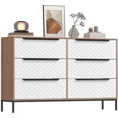 OEM Commode À 6 Tiroirs En Tissu, Façades À Motif Losanges, Idéale Pour Le Salon, Le Bureau Ou Le Dressing. Coloris Naturel Et Blanc. Publicité OEM Commode À 6 Tiroirs En Tissu, Façades À Motif Losanges, Idéale Pour Le Salon, Le Bureau Ou Le Dressing. Coloris Naturel Et Blanc. Publicité