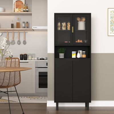 ACKERMAN Étagère À Livres Haute Avec Porte En Verre Trempé Et Plateau Réglable, 4 Portes, Armoire Mdf Laquée, Noir, Rangement Pour Salon Et Chambre À Coucher - Publicité ACKERMAN Étagère À Livres Haute Avec Porte En Verre Trempé Et Plateau Réglable, 4 Portes, Armoire Mdf Laquée, Noir, Rangement Pour Salon Et Chambre À Coucher - Publicité