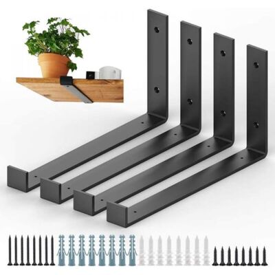 SANS MARQUE Lot De 4 Supports D'Étagères D'Échafaudage En Métal Robuste, Étagères Murales En Fer Industriel, Supports De Rangement Muraux, Taille 20 Cm - Publicité SANS MARQUE Lot De 4 Supports D'Étagères D'Échafaudage En Métal Robuste, Étagères Murales En Fer Industriel, Supports De Rangement Muraux, Taille 20 Cm - Publicité