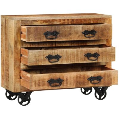 Maison La Vie - Buffet Salon Moderne - Meuble De Rangement - Avec 3 Tiroirs 80x30x65 Cm Bois De Manguier Brut Massif Bu1894 - Publicité Maison La Vie - Buffet Salon Moderne - Meuble De Rangement - Avec 3 Tiroirs 80x30x65 Cm Bois De Manguier Brut Massif Bu1894 - Publicité