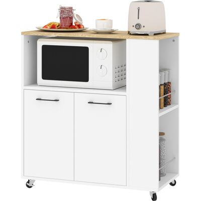 ARRIGONI Desserte De Cuisine À Roulettes, Îlot Central Cuisine Avec Plan De Travail Et Étagère Réglable, 75x40x80,5cm, Blanc - Publicité ARRIGONI Desserte De Cuisine À Roulettes, Îlot Central Cuisine Avec Plan De Travail Et Étagère Réglable, 75x40x80,5cm, Blanc - Publicité