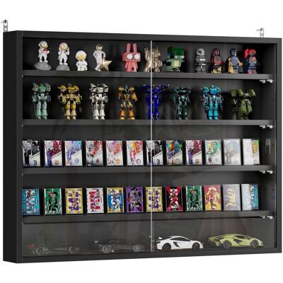 OEM Vitrine Murale Pour Objets De Collection 4 Étagère Réglables En Hauteur Et 2 Portes Coulissantes 80 X 9,5 X 60 Cm Noir - Publicité OEM Vitrine Murale Pour Objets De Collection 4 Étagère Réglables En Hauteur Et 2 Portes Coulissantes 80 X 9,5 X 60 Cm Noir - Publicité