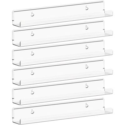 Generic Lot De 6 Étagères Murales En Acrylique Clair 30 Cm, Décoration Pour Livres Photos Maquillage, Chambre, Salle De Bain, Rangement Et Organisation - Publicité Generic Lot De 6 Étagères Murales En Acrylique Clair 30 Cm, Décoration Pour Livres Photos Maquillage, Chambre, Salle De Bain, Rangement Et Organisation - Publicité