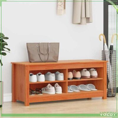 OEM Banc À Chaussures - Marron Cire - Bois Massif En Pin - 4 Étagères - 110 X 38 X 45.5 Cm - Publicité OEM Banc À Chaussures - Marron Cire - Bois Massif En Pin - 4 Étagères - 110 X 38 X 45.5 Cm - Publicité