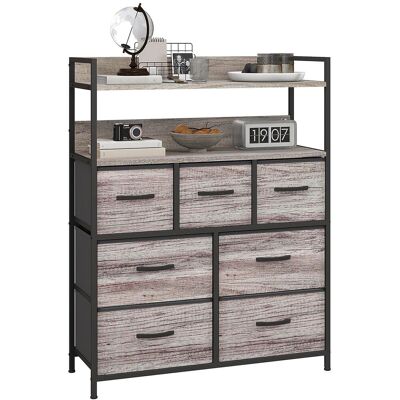 OEM Meuble De Rangement Commode 7 Tiroirs En Tissu Pliables Et Amovibles Étagères Ouvertes, Gris Avec Fonction De Rangement Et D'Affichage Idéal Pour Salon, Chambre À Coucher Ou Bureau - Publicité OEM Meuble De Rangement Commode 7 Tiroirs En Tissu Pliables Et Amovibles Étagères Ouvertes, Gris Avec Fonction De Rangement Et D'Affichage Idéal Pour Salon, Chambre À Coucher Ou Bureau - Publicité