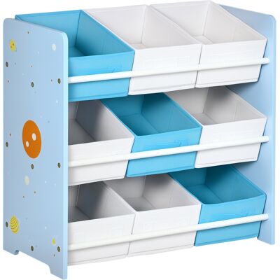 ARRIGONI Meuble De Rangement Pour Jouets Avec 9 Bacs Amovibles Mdf 63x30x60 Cm Bleu - Publicité ARRIGONI Meuble De Rangement Pour Jouets Avec 9 Bacs Amovibles Mdf 63x30x60 Cm Bleu - Publicité