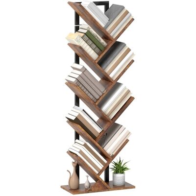 YULINLAND Étagère Debout Forme Arbre À Neuf Niveaux Couleur Marron Rustique, Adaptée Pour Ranger Livres Au Bureau - Publicité YULINLAND Étagère Debout Forme Arbre À Neuf Niveaux Couleur Marron Rustique, Adaptée Pour Ranger Livres Au Bureau - Publicité