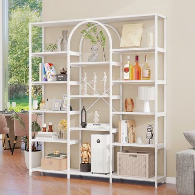 ACKERMAN Étagère 160 X 30 X 180 Cm De Style Moderne Minimaliste, En Tubes D'Acier Robustes Et Mdf, Avec Plusieurs Compartiments De Rangement, Design Rectangulaire Et En Arc, Blanc - Publicité ACKERMAN Étagère 160 X 30 X 180 Cm De Style Moderne Minimaliste, En Tubes D'Acier Robustes Et Mdf, Avec Plusieurs Compartiments De Rangement, Design Rectangulaire Et En Arc, Blanc - Publicité