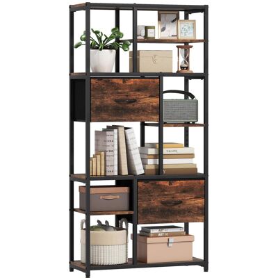 OEM Étagère De Rangement, 2 Tiroirs En Tissu, 9 Compartiments Ouverts, Étagère Autoportante Avec Cadre En Acier, Marron + Noir - Publicité OEM Étagère De Rangement, 2 Tiroirs En Tissu, 9 Compartiments Ouverts, Étagère Autoportante Avec Cadre En Acier, Marron + Noir - Publicité