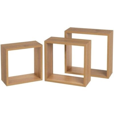 OEM Étagères Murales (lot De 3) - Juanio - Modèle Cube 3 Tailles - Chêne - Mdf 12 Mm - 30/27/24 Cm - Publicité OEM Étagères Murales (lot De 3) - Juanio - Modèle Cube 3 Tailles - Chêne - Mdf 12 Mm - 30/27/24 Cm - Publicité