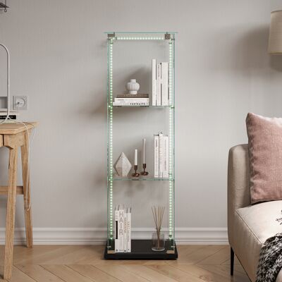 Adwolt - Vitrine En Verre - 3 Étagères Et 1 Porte -vitrine Avec Led - 40 X 35 X 123 Cm - Noir -pour Salon, Chambre - Publicité Adwolt - Vitrine En Verre - 3 Étagères Et 1 Porte -vitrine Avec Led - 40 X 35 X 123 Cm - Noir -pour Salon, Chambre - Publicité