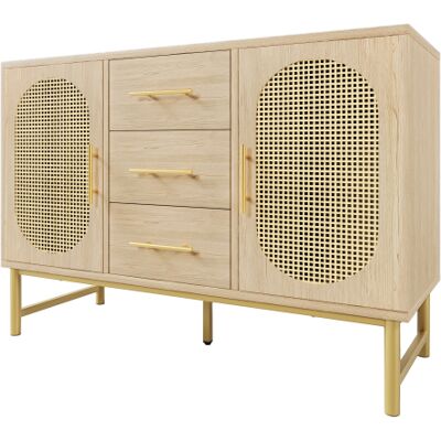 AUDIONOVA Commode/buffet En Rotin Avec 3 Tiroirs Et 2 Portes En Rotin, Coiffeuse/meuble Coiffeuse, Pour Chambre Et Salon, Étagères Réglables, Dispositif Anti-basculement - Publicité AUDIONOVA Commode/buffet En Rotin Avec 3 Tiroirs Et 2 Portes En Rotin, Coiffeuse/meuble Coiffeuse, Pour Chambre Et Salon, Étagères Réglables, Dispositif Anti-basculement - Publicité