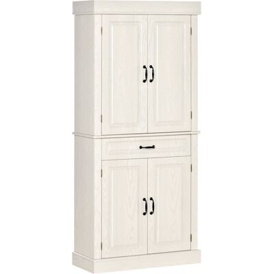 DEVOKO Buffet Cuisine 2 Placards Tiroir Placard Bois Style Colonial Rangement 80x35x180cm Blanc - Publicité DEVOKO Buffet Cuisine 2 Placards Tiroir Placard Bois Style Colonial Rangement 80x35x180cm Blanc - Publicité