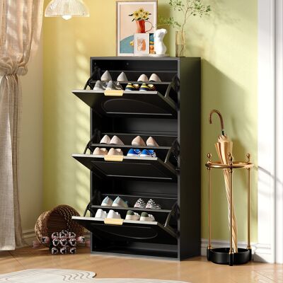 ACKERMAN Meuble À Chaussures Étroit À 3 Portes, Armoire À Chaussures, Meuble De Rangement Pour Chaussures Pour Entrée/salon, Noir, Dimensions : 60 X 24 X 114 Cm (ancienne Référence N657p285156s) - Publicité ACKERMAN Meuble À Chaussures Étroit À 3 Portes, Armoire À Chaussures, Meuble De Rangement Pour Chaussures Pour Entrée/salon, Noir, Dimensions : 60 X 24 X 114 Cm (ancienne Référence N657p285156s) - Publicité