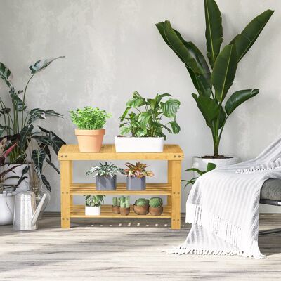 OEM Homcom Banc À Chaussures En Bambou - Étagères De Rangement, 70x28x45cm, Bois Naturel - Publicité OEM Homcom Banc À Chaussures En Bambou - Étagères De Rangement, 70x28x45cm, Bois Naturel - Publicité