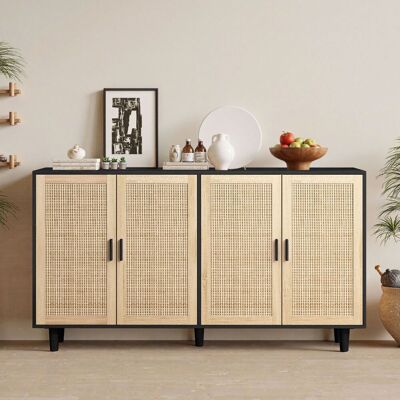 ACKERMAN 158cm Elegant And Functional 4-door Rattan Decorative Storage Cabinet,for Bedroom,living Room,office,black158cm Elegante Et Fonctionnelle Armoire De Rangement 4 Portes En Rotin Pour Chambre, Salon Et - Publicité ACKERMAN 158cm Elegant And Functional 4-door Rattan Decorative Storage Cabinet,for Bedroom,living Room,office,black158cm Elegante Et Fonctionnelle Armoire De Rangement 4 Portes En Rotin Pour Chambre, Salon Et - Publicité