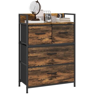 OEM Commode En Tissu Avec 4 Tiroirs Pliants Et Structure En Acier, Style Industriel Pour Salon, 60 X 29 X 85 Cm, Marron Rustique - Publicité OEM Commode En Tissu Avec 4 Tiroirs Pliants Et Structure En Acier, Style Industriel Pour Salon, 60 X 29 X 85 Cm, Marron Rustique - Publicité