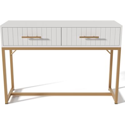 ALMASTORE Coiffeuse Avec 2 Tiroirs, Hauteur 75 Cm, Commode De Chambre, Meuble Haut, Buffet, Commode À Tiroirs Pour Chambre, Blanc -h75/b100/t45 Cm - Publicité ALMASTORE Coiffeuse Avec 2 Tiroirs, Hauteur 75 Cm, Commode De Chambre, Meuble Haut, Buffet, Commode À Tiroirs Pour Chambre, Blanc -h75/b100/t45 Cm - Publicité