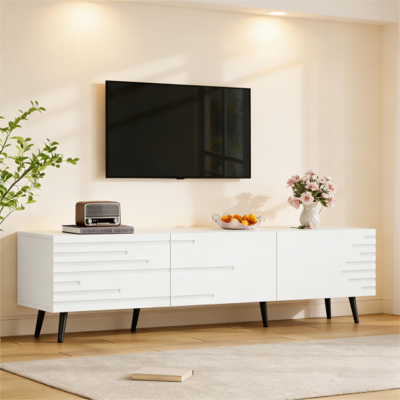ACKERMAN Meuble Tv 180 X 40 X 48 Cm Avec 3 Portes À Charnières, Meuble Bas, Support Tv, Meuble De Salon, Design Imprimé, Blanc, Convient Aux Téléviseurs D'Environ 80 Pouces, Grand Espace De Rangement, Fabriqué - Publicité ACKERMAN Meuble Tv 180 X 40 X 48 Cm Avec 3 Portes À Charnières, Meuble Bas, Support Tv, Meuble De Salon, Design Imprimé, Blanc, Convient Aux Téléviseurs D'Environ 80 Pouces, Grand Espace De Rangement, Fabriqué - Publicité