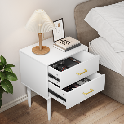 ACKERMAN Table De Chevet Blanche Avec 2 Tiroirs, Table De Chevet De Chambre, Table De Chevet Moderne Avec Pieds En Bois, 1 Pièce - Publicité ACKERMAN Table De Chevet Blanche Avec 2 Tiroirs, Table De Chevet De Chambre, Table De Chevet Moderne Avec Pieds En Bois, 1 Pièce - Publicité