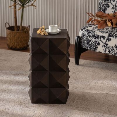 OEM 60cm Height Three-dimensional Embossed Pattern Design Retro Side Table Retro Wooden Nightstand Brown,no Assembly Required - Publicité OEM 60cm Height Three-dimensional Embossed Pattern Design Retro Side Table Retro Wooden Nightstand Brown,no Assembly Required - Publicité