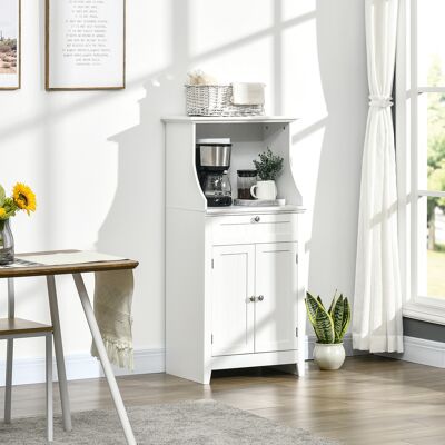 OEM Meuble Armoire Micro-ondes Pour Cuisine Avec 1 Tiroir. 2 Portes 60 X 40 X 122.5 Cm - Mdf - Blanc - Publicité OEM Meuble Armoire Micro-ondes Pour Cuisine Avec 1 Tiroir. 2 Portes 60 X 40 X 122.5 Cm - Mdf - Blanc - Publicité