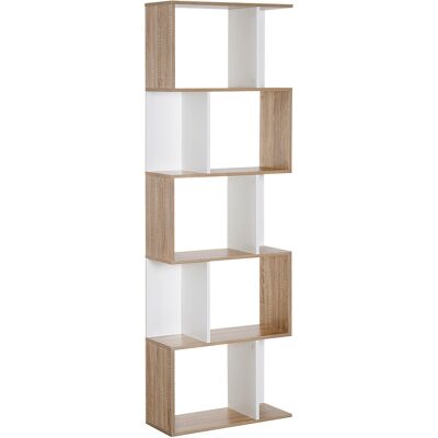 OEM Homcom Bibliothèque En Forme De S 5 Niveaux Meuble De Rangement Salon Chambre Bureau 60 X 24 X 184.5 Cm Chêne Et Blanc - Publicité OEM Homcom Bibliothèque En Forme De S 5 Niveaux Meuble De Rangement Salon Chambre Bureau 60 X 24 X 184.5 Cm Chêne Et Blanc - Publicité