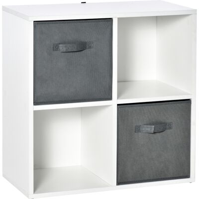 OEM Bibliothèque Modulaire À 4 Cubes Avec 2 Tiroirs Amovibles En Tissu Non Tissé, Idéale Pour Le Bureau, La Chambre Ou Tout Autre Espace De Travail. Dimensions : 61,5 X 30 X 61,5 Cm. Coloris : Blanc Et G - Publicité OEM Bibliothèque Modulaire À 4 Cubes Avec 2 Tiroirs Amovibles En Tissu Non Tissé, Idéale Pour Le Bureau, La Chambre Ou Tout Autre Espace De Travail. Dimensions : 61,5 X 30 X 61,5 Cm. Coloris : Blanc Et G - Publicité