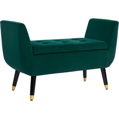 OEM Banquette Capitonnée Avec Espace De Rangement, Accoudoirs, Polyester Velouté, Bois D'Hévéa, 107 X 42 X 65 Cm, Verte - Publicité OEM Banquette Capitonnée Avec Espace De Rangement, Accoudoirs, Polyester Velouté, Bois D'Hévéa, 107 X 42 X 65 Cm, Verte - Publicité