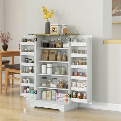 SANMINE HABITAT Armoire De Cuisine Avec 2 Portes, 16 Étagères Et Une Étagère Réglable Pour Salle À Manger Ou Salon, 60 X 40 X 104 Cm, Couleur Crème - Publicité SANMINE HABITAT Armoire De Cuisine Avec 2 Portes, 16 Étagères Et Une Étagère Réglable Pour Salle À Manger Ou Salon, 60 X 40 X 104 Cm, Couleur Crème - Publicité