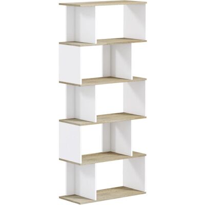 OEM Bibliothèque De Style Nordique Avec 5 Étagères Anti-basculement, Capacité De Charge De 25 Kg, 70 X 29,5 X 163 Cm, Chêne Et Blanc - Publicité OEM Bibliothèque De Style Nordique Avec 5 Étagères Anti-basculement, Capacité De Charge De 25 Kg, 70 X 29,5 X 163 Cm, Chêne Et Blanc - Publicité