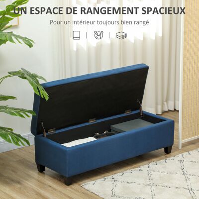 OEM Banc Rangement 94,5l Banquette Lin Pieds Bois 125x49x41,5 Cm Bleu - Publicité OEM Banc Rangement 94,5l Banquette Lin Pieds Bois 125x49x41,5 Cm Bleu - Publicité