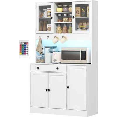 OEM Meuble De Rangement Avec Éclairage Led, Placards Et Tiroir, Portes Vitrées, Télécommande Inclus, Blanc - Publicité OEM Meuble De Rangement Avec Éclairage Led, Placards Et Tiroir, Portes Vitrées, Télécommande Inclus, Blanc - Publicité
