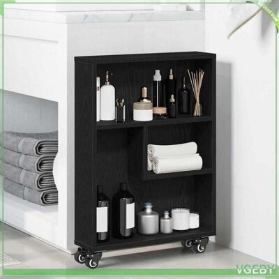 OEM Chariot De Rangement - Chêne Noir - 48 X 13 X 68 Cm - Bois D'Ingénierie - Etagère Incluse - Publicité OEM Chariot De Rangement - Chêne Noir - 48 X 13 X 68 Cm - Bois D'Ingénierie - Etagère Incluse - Publicité