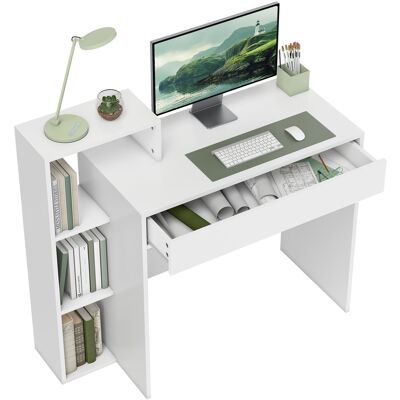 OEM Bureau D'Ordinateur Rangement 3 Étagères Tiroir 100x40x90 Cm Blanc - Publicité OEM Bureau D'Ordinateur Rangement 3 Étagères Tiroir 100x40x90 Cm Blanc - Publicité