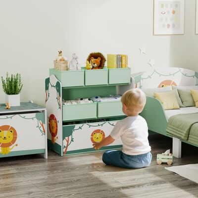 SANMINE HABITAT Meuble Rangement Enfant À 3 Niveaux. Étagère De Rangement Pour Jouets Enfants Avec 6 Boîtes En Tissu Amovibles. Vert - Publicité SANMINE HABITAT Meuble Rangement Enfant À 3 Niveaux. Étagère De Rangement Pour Jouets Enfants Avec 6 Boîtes En Tissu Amovibles. Vert - Publicité