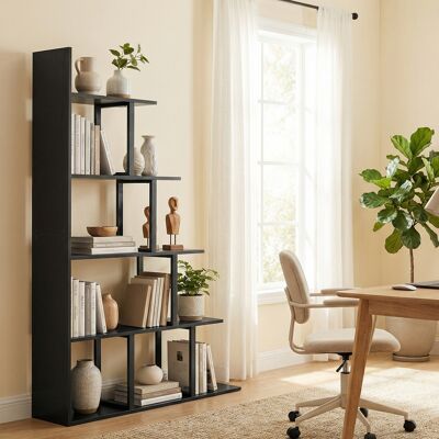 OEM Homcom Étagère Bibliothèque Séparateur De Pièce Style Industriel En Escalier - 5 Étagères, 102x30x160cm, Noir - Publicité OEM Homcom Étagère Bibliothèque Séparateur De Pièce Style Industriel En Escalier - 5 Étagères, 102x30x160cm, Noir - Publicité