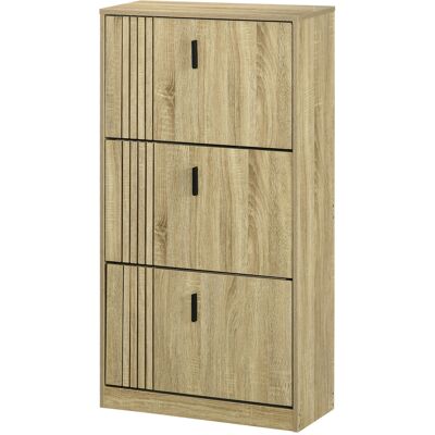 OEM Meuble À Chaussures 3 Abattants 18 Paires 63x24x117 Cm Chêne - Publicité OEM Meuble À Chaussures 3 Abattants 18 Paires 63x24x117 Cm Chêne - Publicité